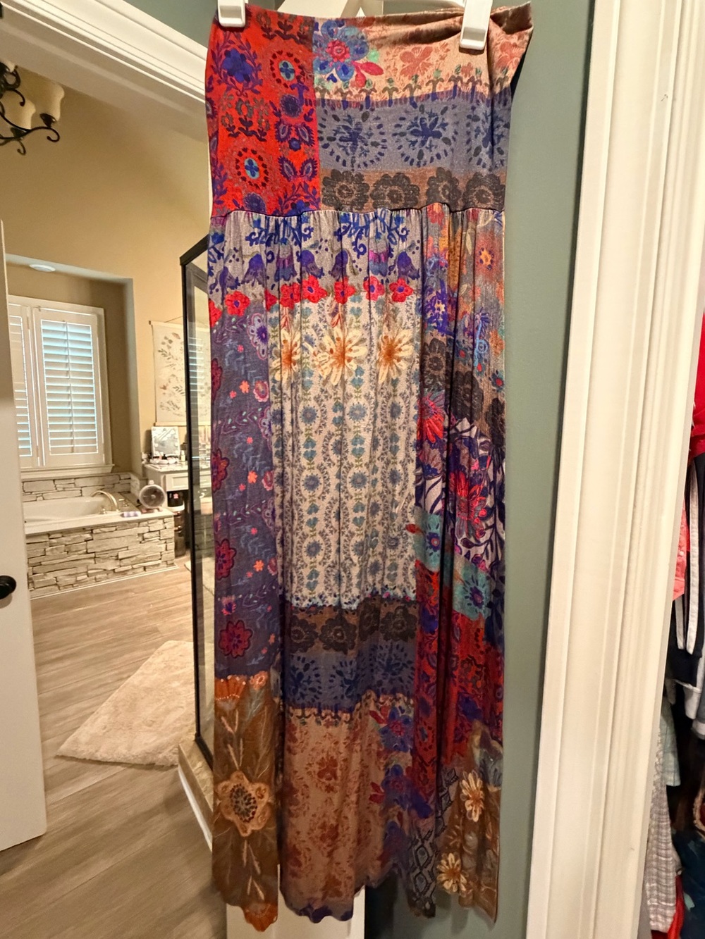 NATURAL LIFE Multicolor Boho Patchwork Maxi Skirt